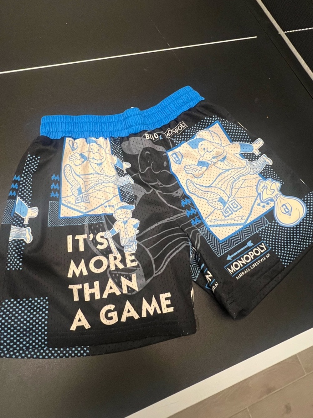Baseball Lifestyle 101 Monopoly Black & Blue Graphic Shorts